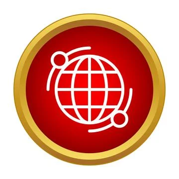 Global network communication symbol on a red button Stock Illustration