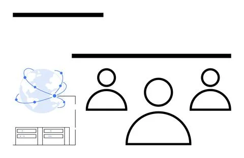 Global Network Communication with User Connections and Data Servers Stock Illustration