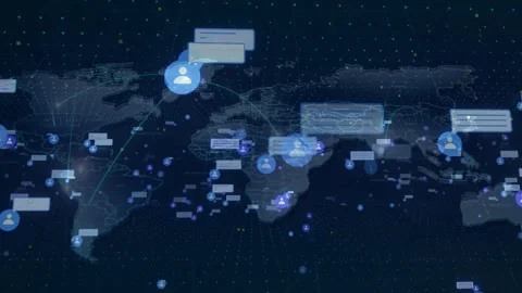 Global Network Communication World Map Stock Footage 337732609
