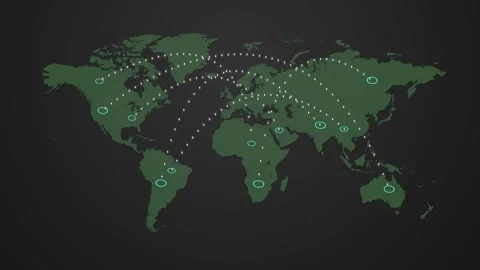 Global Network Communication World Map Animation Stock Footage 342308372
