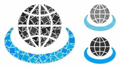 Global network Composition Icon of Abrupt Parts Stock Illustration