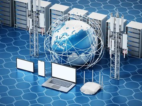 Global network concept. 3D illustration Stock Illustration