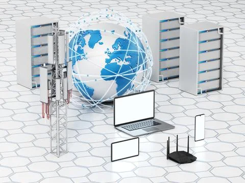 Global network concept. 3D illustration Stock Illustration