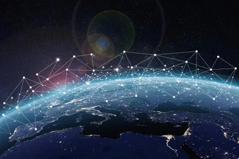 Global network concept. 3D rendering elements of this image furnished by NASA Stockillustratie