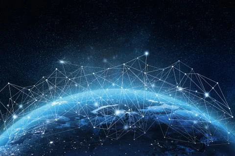Global network concept. 3D rendering elements of this image furnished by NASA Illustrazione stock