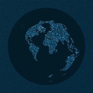 Global network concept. Azimuthal Equidistant projection. World Network. Be.. Stock Illustration