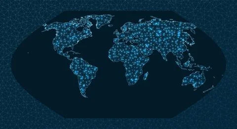 Global network concept. Eckert 5 projection. World Network. Authentic conne.. Stock Illustration