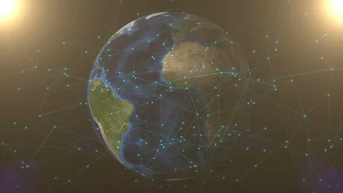 Global network concept. Texture map courtesy of NASA Stock Footage 93329847