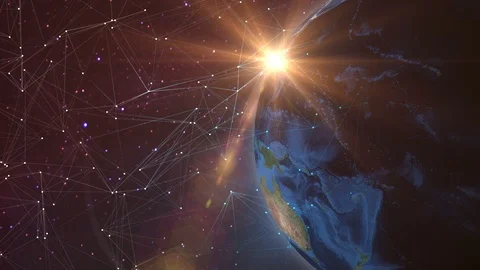 Global network concept. Texture map courtesy of NASA Stock Footage 93574010