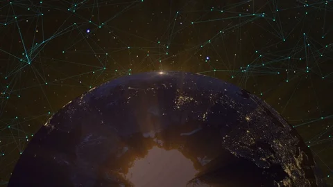 Global network concept. Texture map courtesy of NASA Stock Footage 93576022