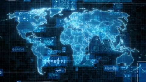 Global network concept. World map. Business strategy. GUI (Graphical User Interf Vidéo 150432897