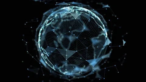 Global Network Connected Abstact Dots Rotation Grid Loop Animation Alpha mask. Stock Footage 140772217