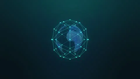 Global Network Connected animation of Global Business Network rotating in Space Illustrazione stock