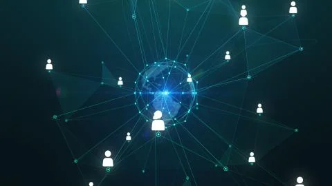 Global Network Connected animation of Global Business Network rotating in Space Illustrazione stock