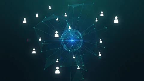 Global Network Connected animation of Global Business Network rotating in Space イラスト素材