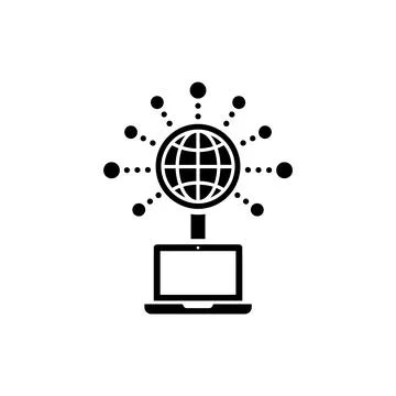 Global Network Connected to Laptop Icon Stock Illustration