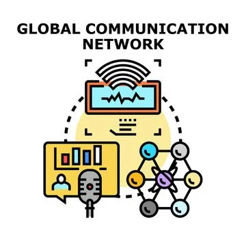 Global network connecting communication, data, and information sharing Stock Illustration