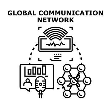 Global network connecting communication, data, and information sharing Stock Illustration
