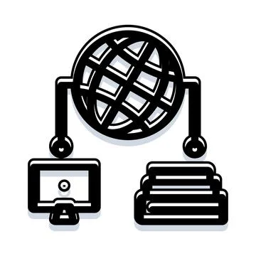 Global network connecting computer and database servers Illustrazione stock