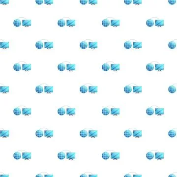 Global network connecting computer monitors seamless pattern Stock Illustration