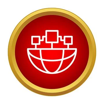 Global network connecting devices concept icon in red circle Stock Illustration