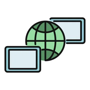 Global network connecting devices for online communication 스톡 일러스트