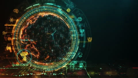 Global network connecting digital earth data intelligence Stock Footage 320215091