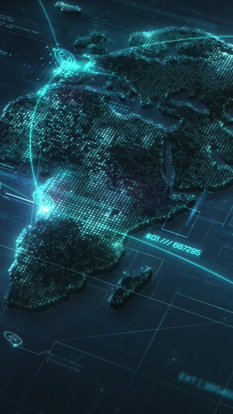 Global network connecting digital earth displaying data connections Video stock 323947052