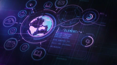 Global network connecting earth and digital data elements Stock Footage 330035382
