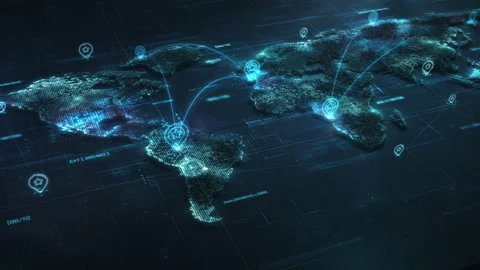 Global network connecting locations around the world with digital links Stock Footage 317220895