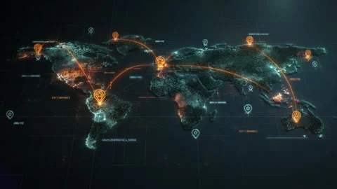 Global network connecting locations with digital links across continents Stock Footage 317219804