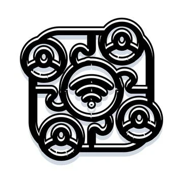 Global network connecting people through wireless communication Illustrazione stock