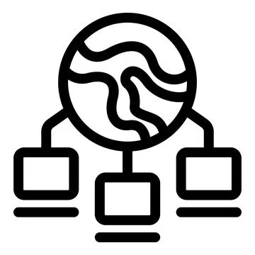 Global network connecting three computers icon representing globalization 스톡 일러스트