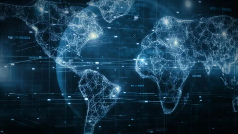 Global network connecting the world with data and technology Stock Footage 294034358