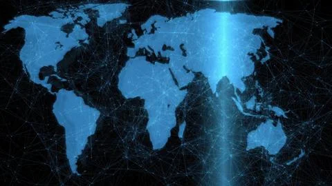 Global network connecting world map data communication Illustrazione stock