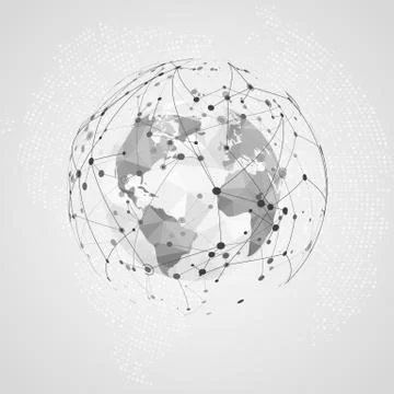 Global network connection. Abstract Digital Big Data Texture. Polygonal World Illustrazione stock