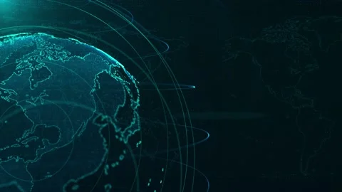 Global network connection and data concept. Digital Earth globe rotating Stock Footage 197393088