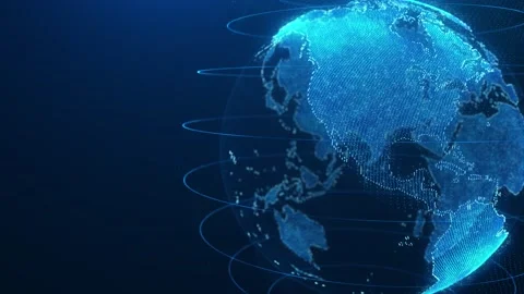 Global network connection and data concept. Digital Earth globe rotating Stock Footage 197396027