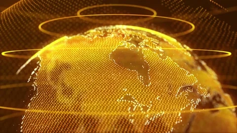 Global network connection and data concept. Digital Earth globe rotating Stock Footage 197396028