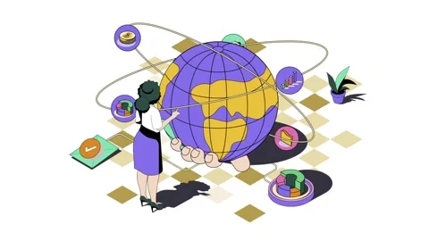 Global Network Connection and Data Exchange Illustration. 스톡 동영상 318345841