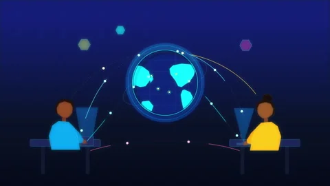 Global network connection animation with people talking Stock Footage 346544381