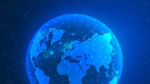 Global network connection background, blue world map, vector, illustration Stock Illustration