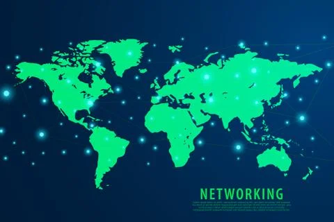 Global network connection background, green world map, vector イラスト素材