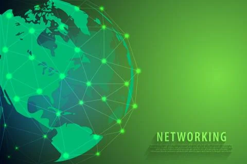 Global network connection background, green world map, vector Illustrazione stock