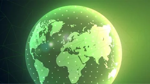 Global network connection background, green world map, vector, illustration Illustrazione stock