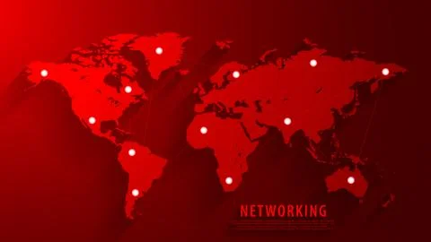 Global network connection background, red world map, vectoreps file Ilustración de archivo