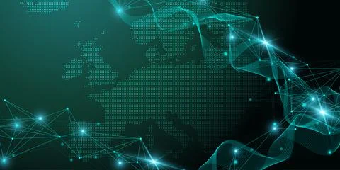 Global network connection banner design template. Header social network 스톡 일러스트
