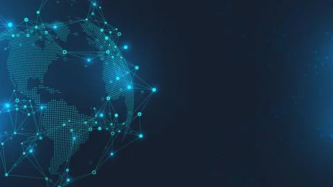 Global network connection banner design template. Header social network Stock Illustration