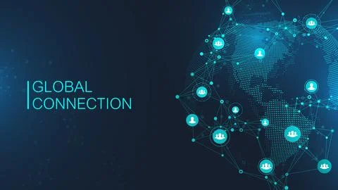 Global network connection banner design template. Header social network Stock Illustration
