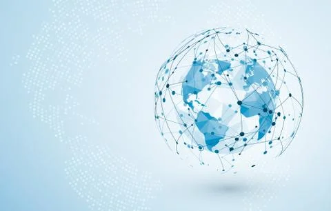 Global network connection. Big data or global social network connection. Low  Stock Illustration